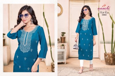 Aanchi Harita Straight Cut Fancy Neck  Work Wholesale  kurtis catalogs
