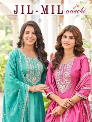 Aanchi Jilmil 3 Pcs Set Flair  Vichitra Silk Kurti with Fancy Dupatta Wholesale Ethnic Wear wholesale catalogs