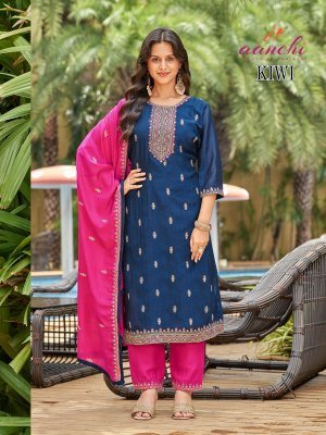 Aanchi Kiwi Vichitra Silk Straight Suit with Contrast Pant And Fancy Dupatta Wholesale kurtis catalogs