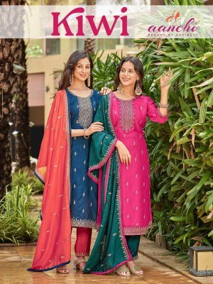 Aanchi Kiwi Vichitra Silk Straight Suit with Contrast Pant And Fancy Dupatta Wholesale kurtis catalogs
