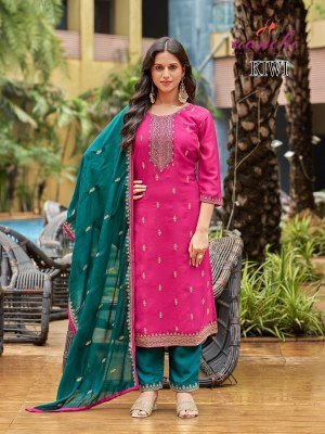 Aanchi Kiwi Vichitra Silk Straight Suit with Contrast Pant And Fancy Dupatta Wholesale kurtis catalogs
