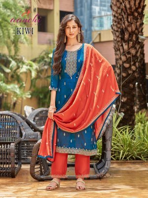 Aanchi Kiwi Vichitra Silk Straight Suit with Contrast Pant And Fancy Dupatta Wholesale kurtis catalogs