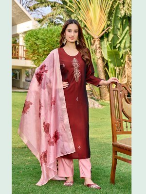 Aanchi Nice Elegant Rangeela Silk Straight Kurta Set with Contrast Roman Pant And Fancy Dupatta Wholesale kurtis catalogs