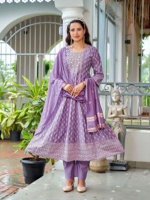 Aanchi Ragini 3 Pc Set Flair Concept Roman Butti Silk with Fancy Sequence Work Wholesale Ethnic Collection Aanchi 