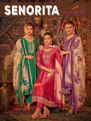 Aanchi Senorita Vichitra Silk Top And Bottom with Fancy Digital Print Dupatta Wholesale wholesale catalogs