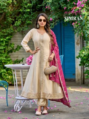 Aanchi Simran 3 Piece Set Vichitra Silk Top And Bottom with Fancy Contrast Dupatta Wholesale kurti pant with dupatta Catalogs