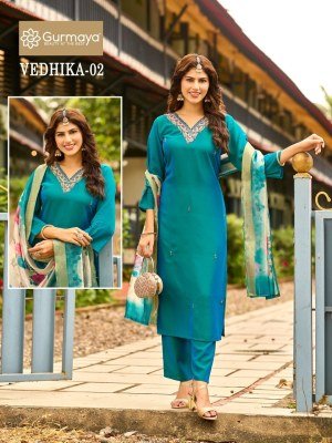 Aanchi Vedhika 1 to 3  Straight Cut Combo Rangeela Silk Fancy Kurti CatalogsDigital Dupatta Wholesale kurti pant with dupatta Catalogs