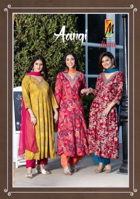 Aangi by Master reyon foil printed with pocket kurti pant and dupatta catalogue at low rate Master