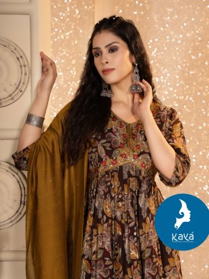 Aari 6 by Kaya chanderi modal foil printed readymade suit catalogue at affordable rate Kaya kurti