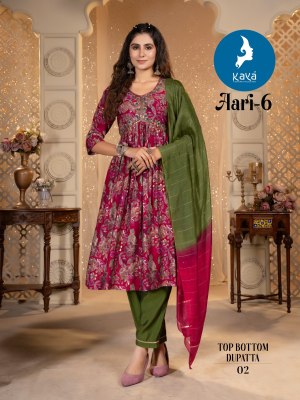 Aari 6 by Kaya chanderi modal foil printed readymade suit catalogue at affordable rate readymade suit catalogs