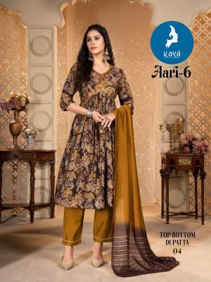 Aari 6 by Kaya chanderi modal foil printed readymade suit catalogue at affordable rate readymade suit catalogs