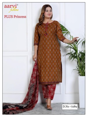 Aarvi Fashion by Plus Princess vol 1 fancy printed kurti pant and dupatta catalogue readymade suit catalogs