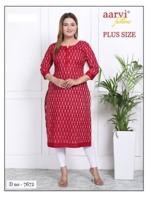 Aarvi Fashion by Plus Size Vol 3 fancy cotton printed  Straight Kurtis catalogue kurtis catalogs