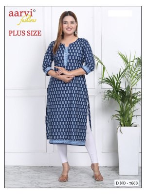 Aarvi Fashion by Plus Size Vol 3 fancy cotton printed  Straight Kurtis catalogue kurtis catalogs