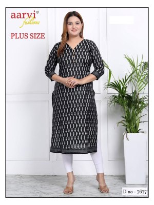 Aarvi Fashion by Plus Size Vol 3 fancy cotton printed  Straight Kurtis catalogue kurtis catalogs