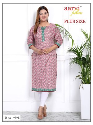 Aarvi Fashion by Plus Size Vol 3 fancy cotton printed  Straight Kurtis catalogue kurtis catalogs