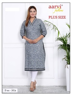 Aarvi Fashion by Plus Size Vol 3 fancy cotton printed  Straight Kurtis catalogue kurtis catalogs