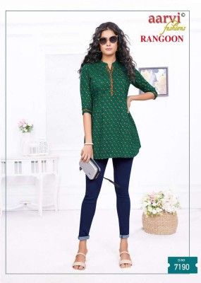 Aarvi Rangoon cotton Shorts Tops Tunic collection wholesale Kurti catalogue  kurtis catalogs