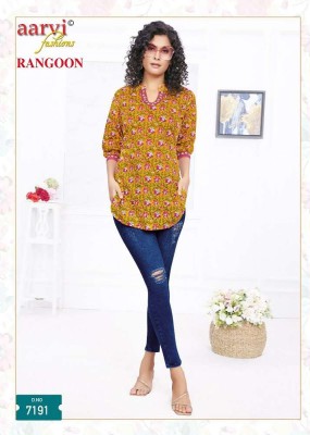 Aarvi Rangoon cotton Shorts Tops Tunic collection wholesale Kurti catalogue  kurtis catalogs