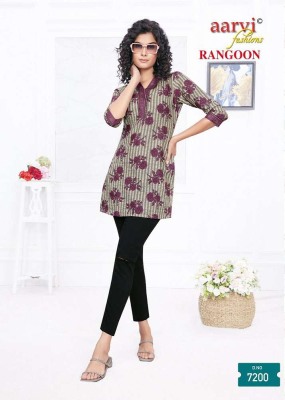 Aarvi Rangoon cotton Shorts Tops Tunic collection wholesale Kurti catalogue  kurtis catalogs