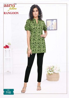 Aarvi Rangoon cotton Shorts Tops Tunic collection wholesale Kurti catalogue  kurtis catalogs