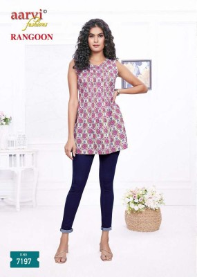 Aarvi Rangoon cotton Shorts Tops Tunic collection wholesale Kurti catalogue  kurtis catalogs