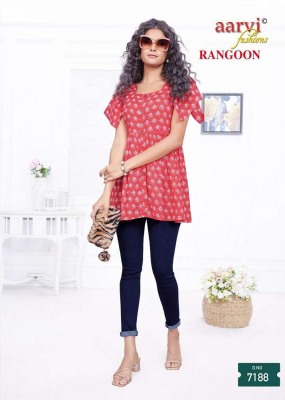 Aarvi Rangoon cotton Shorts Tops Tunic collection wholesale Kurti catalogue  kurtis catalogs