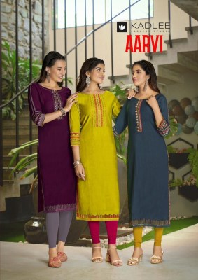 Aarvi by Kadlee viscorse thread embroidered hand work kurti catalogue at affordable rate  Kadlee