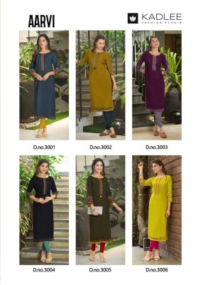 Aarvi by Kadlee viscorse thread embroidered hand work kurti catalogue at affordable rate  kurtis catalogs