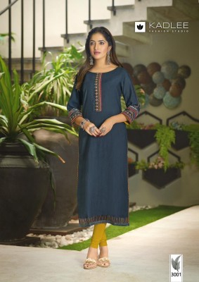 Aarvi by Kadlee viscorse thread embroidered hand work kurti catalogue at affordable rate  kurtis catalogs