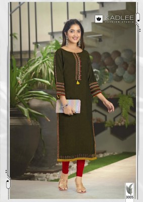 Aarvi by Kadlee viscorse thread embroidered hand work kurti catalogue at affordable rate  kurtis catalogs