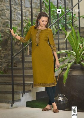 Aarvi by Kadlee viscorse thread embroidered hand work kurti catalogue at affordable rate  kurtis catalogs