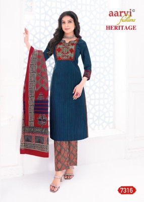 Aarvi fashion by heritage vol 1 fancy cotton readymade salwar suit catalogue at affordable rate readymade suit catalogs