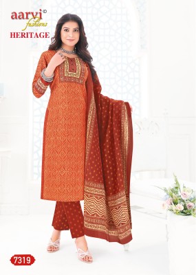 Aarvi fashion by heritage vol 1 fancy cotton readymade salwar suit catalogue at affordable rate readymade suit catalogs