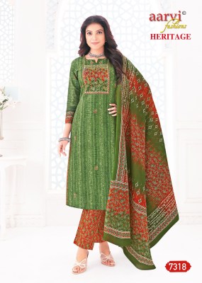 Aarvi fashion by heritage vol 1 fancy cotton readymade salwar suit catalogue at affordable rate readymade suit catalogs