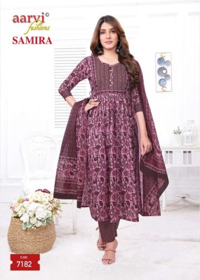 Aarvi fashion new launch Samira vol 1 nyra cut Kurti pant with dupatta set Kurti catalogue wholesale price in India  kurtis catalogs