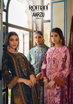 Aarzu vol 2 by romani premium soft cotton unstitched pakistani suit catalogue Aarzu