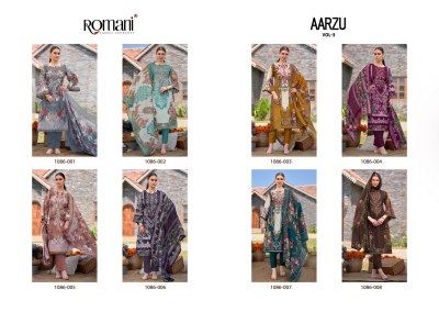 Aarzu vol 3 by Romani premium soft cotton unstitched dress material catalogue at affordable rate salwar kameez catalogs