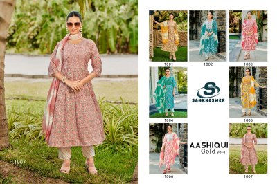 Aashiqui gold vol 1 by Sankheshwar Capsule printed neck work top pant and dupatta catalogue at affordable rate readymade suit catalogs