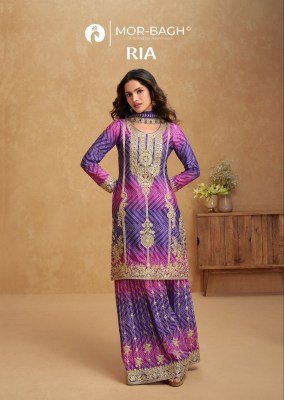 Aashirwad Creation Ria Premium Chinnon Silk Top, Palazzo And Dupatta Wholesale kurtis catalogs