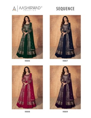 Aashirwad Creation Sequence Design No 9886 to 9889 Series Readymade Party Wear Dress Buy Online Shopping  readymade suit catalogs