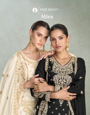 Aashirwad Mira Unstitched Designer Set Top  Palazzo  Dupatta in Premium Chinnon Silk Wholesale Aashirwad Creation 