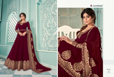 Aashirwad by samaira fancy real georgette readymade gown dress catalogue at wholesale  readymade suit catalogs