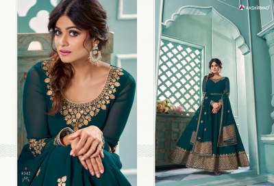 Aashirwad by samaira fancy real georgette readymade gown dress catalogue at wholesale  readymade suit catalogs