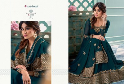 Aashirwad by samaira fancy real georgette readymade gown dress catalogue at wholesale  readymade suit catalogs