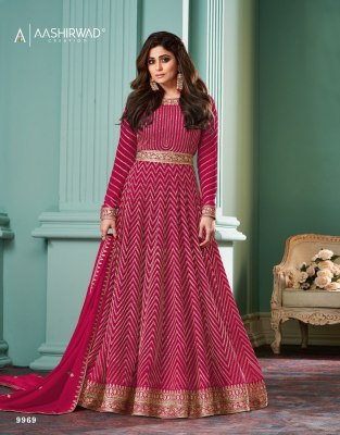 Aashirwad creation by Alizza Pro real georgette fancy gown catalogue at affordable rate gown catalogs