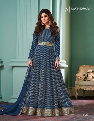 Aashirwad creation by Alizza Pro real georgette fancy gown catalogue at affordable rate gown catalogs