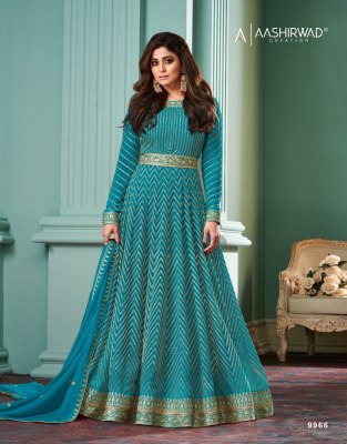 Aashirwad creation by Alizza Pro real georgette fancy gown catalogue at affordable rate gown catalogs