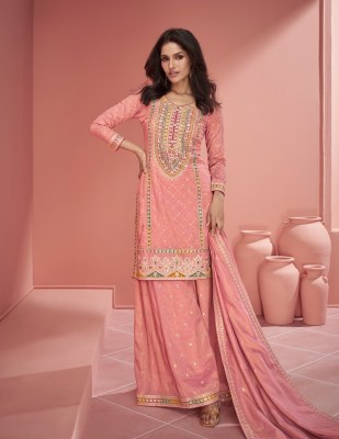 Aashirwad creation by Amaya present organza simar silk free size sharara suit catralogue fancy sharara suit Catalogs