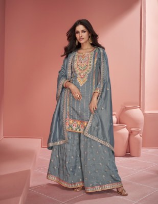 Aashirwad creation by Amaya present organza simar silk free size sharara suit catralogue fancy sharara suit Catalogs